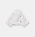 Under Armour Boys' Pee Wee F9 Football Gloves, (100) White/Distant Gray/Metallic Silver, One Size Fits Most