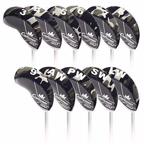 Craftsman Golf 11Pcs/Set Camouflage Black & Gray Splice Neoprene Golf Club Head Cover Wedge Iron Protective Headcover For Mizuno