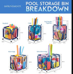 Modern Blue Pool Storage Bin - Xx-Large | Nylon Mesh Basket Organizer For Your Goggles, Beach Balls, Floats, Swim Toys & Accesso