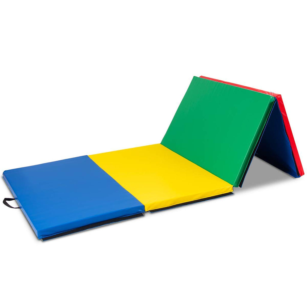 Mat Expert 4X10X2'' Gymnastics Mat Thick Folding For Tumbling Exercise Gym Fitness Mat With Hook & Loop Fasteners (Multicolor)