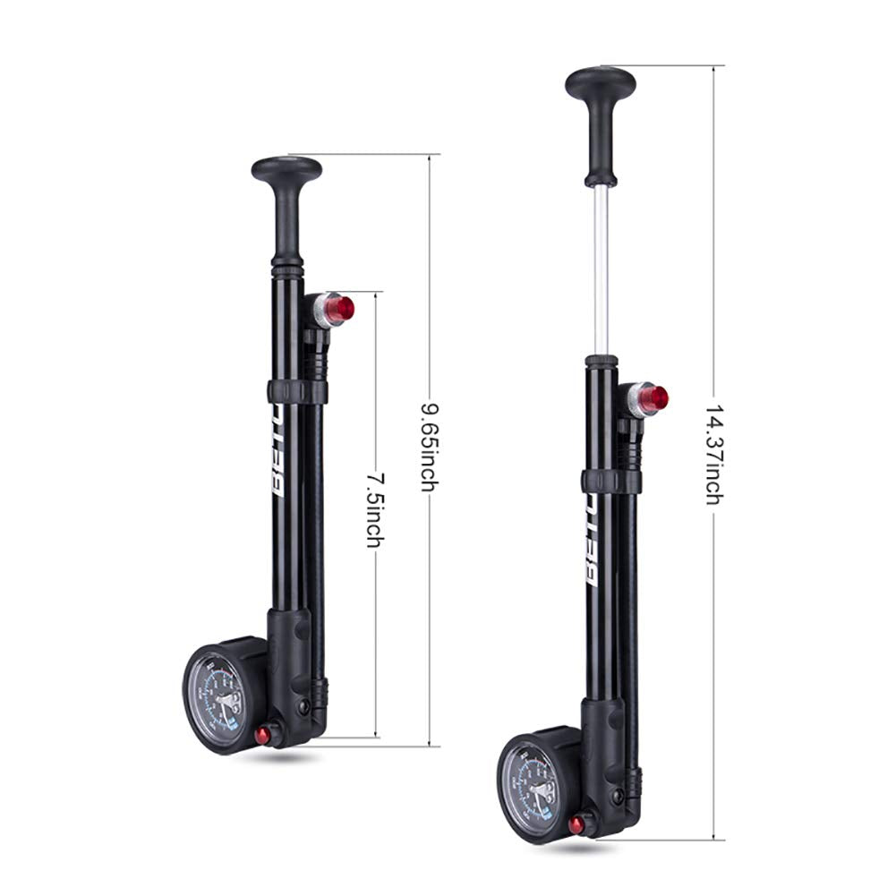 Beto High Pressure Shock Pump - (400 Psi Max) Mtb Bike Shock Pump For Fork & Rear Suspension With No-Loss Schrader Valve