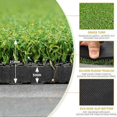 Shopsource 5  4ft Golf Hitting Mat, Anti-Slip Bottom Golf Mat for Indoor Outdoor, Artificial Turf Practice Mats with 9 PU Golf B