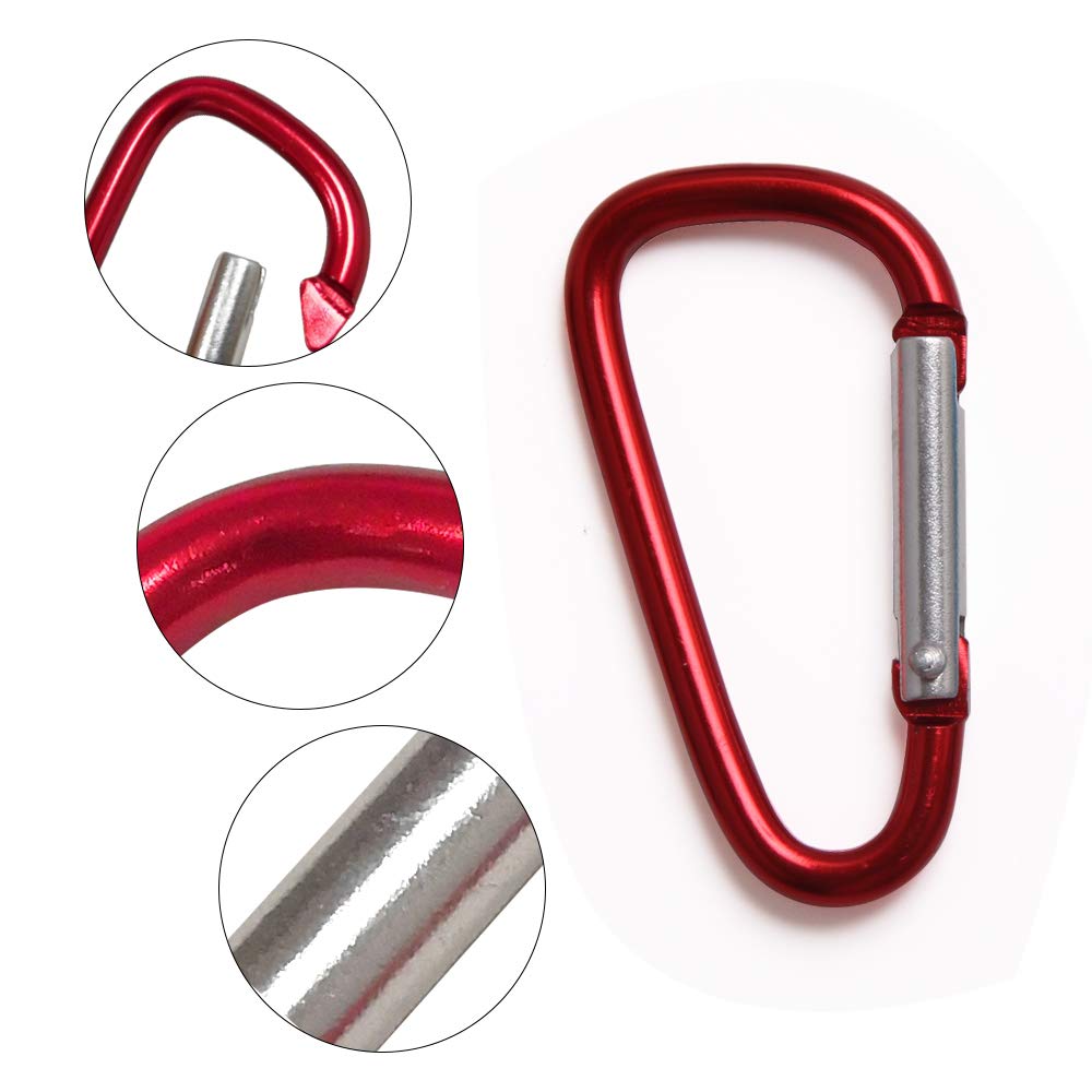 Upins 100Pcs Aluminum Locking Carabiner Spring Clips Hook Keychain D Shape Buckle Pack
