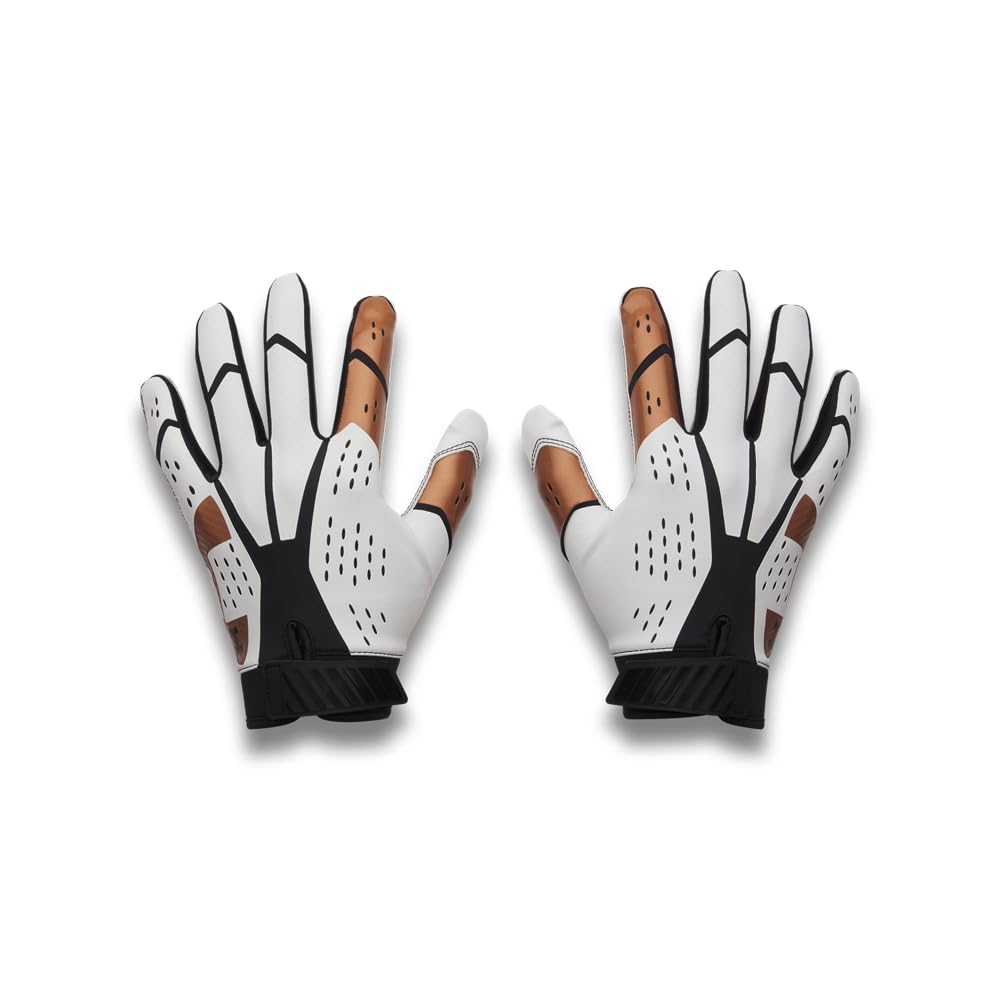 Under Armour Mens Blur Football Gloves, (101) White/White/Metallic Copper Ore, X-Large