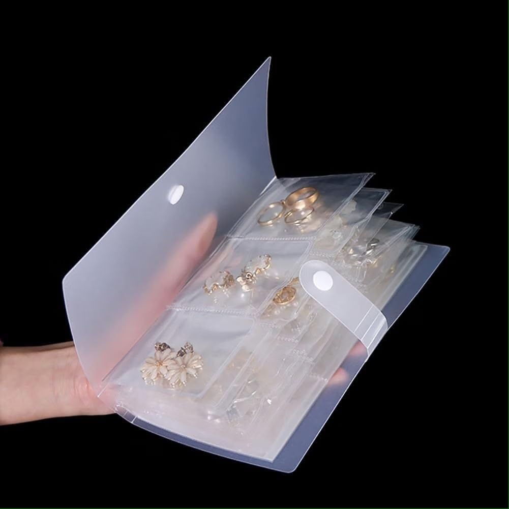 Wisied Travel Jewelry Storage Organizer Book | 84 Pocket Transparent Jewelry Album with Zipper | Portable Dustproof Case for Ear