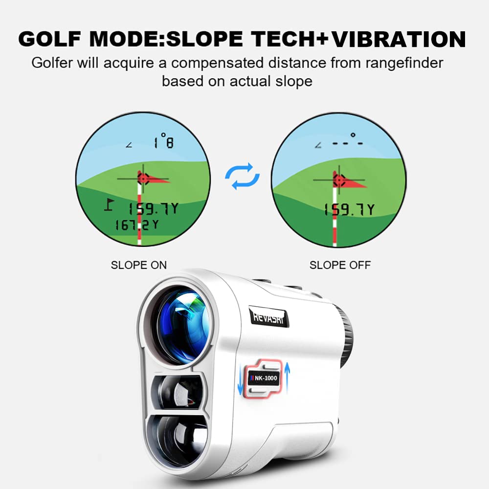 Revasri Golf Rangefinder With Slope And Pin Lock Vibration, External Slope Switch For Golf Tournament Legal, Rangefinders With R