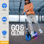 Jetson Kids 2-Wheel Light-Up Kick Scooter, LED Lights on Handlebar, Stem, Wheels & Deck, Adjustable Handlebar, Rear Brake, Easy-
