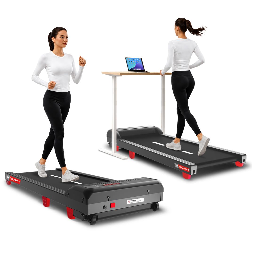 PowerMax Fitness WalkPad2 Under Desk Walking Pad Treadmill for Home Use | 3.0 HP Motor | Compact Design with Manual Incline | S