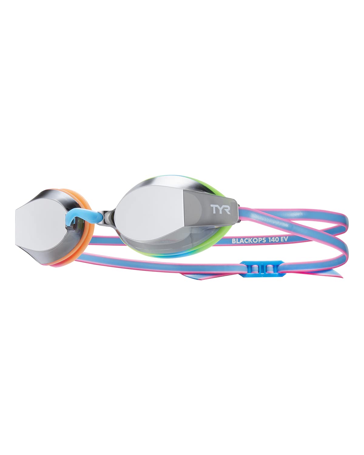 Tyr Blackops 140 Ev Racing Mirrored Goggles Junior Fit, Silver/Blue/Pink