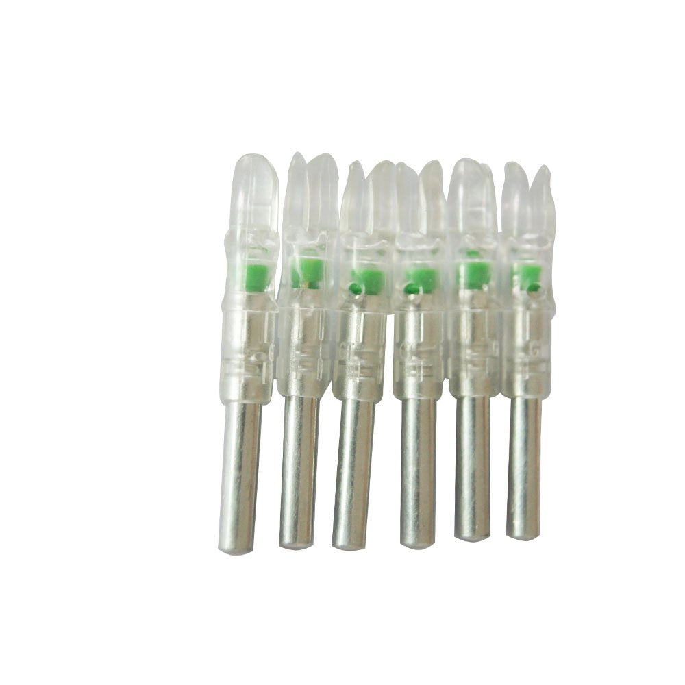 Jiexi Hwyp Automatically Lighted Led Nocks For Inner Diameter 6.3 Mm Compound Bow Arrows Gt Size Pack Of 6 (Green)