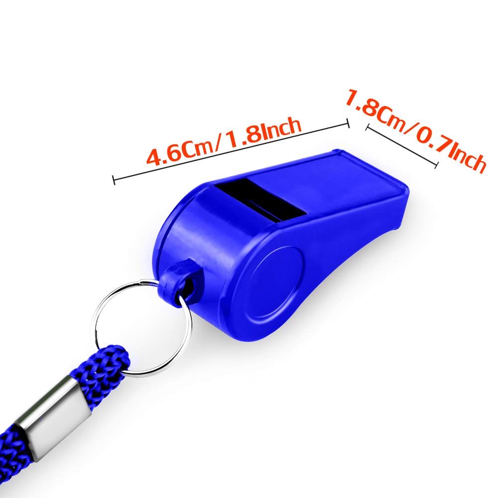 Hipat Whistle With Lanyard, 2 Packs Blue Plastic Whistles, Extra Loud Sports Whistles Great For Coach, Referee, Basketball, Life