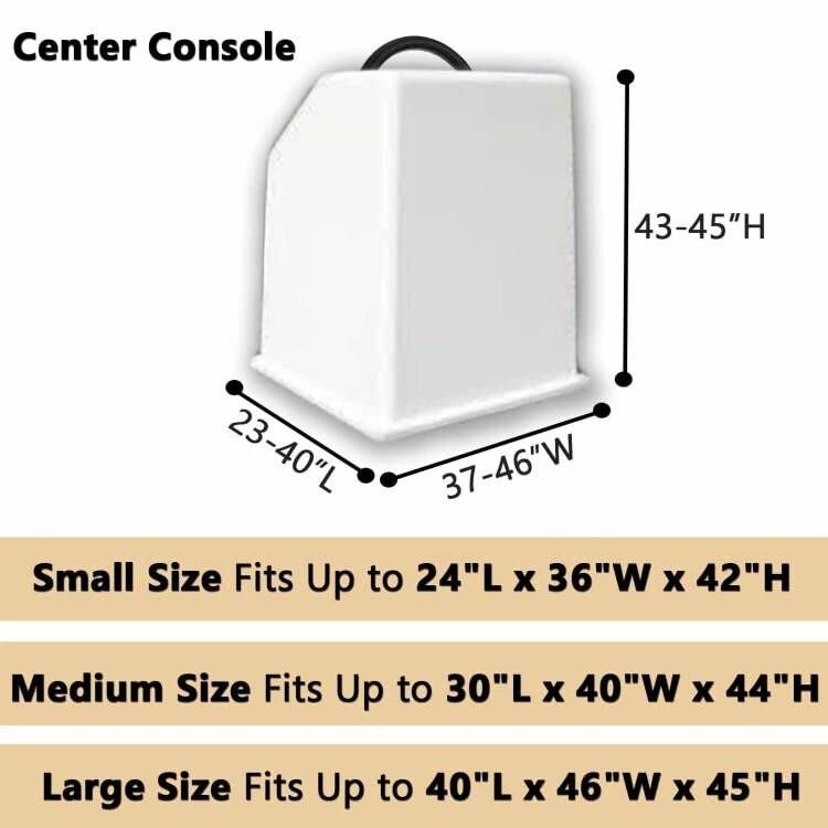 Boat Center Console Cover, 600D Marine Grade Polyester Canvas, Waterproof, Grey (Small Size Up To 36'' W 24'' L 42'' H)