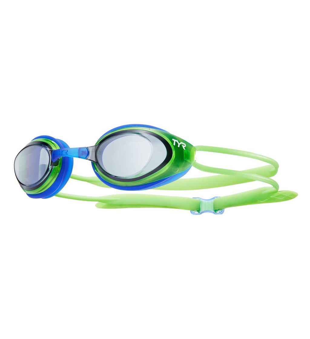 Tyr Junior Blackhawk Racing Googles, Smoke/Fluro Green/Blue, One Size