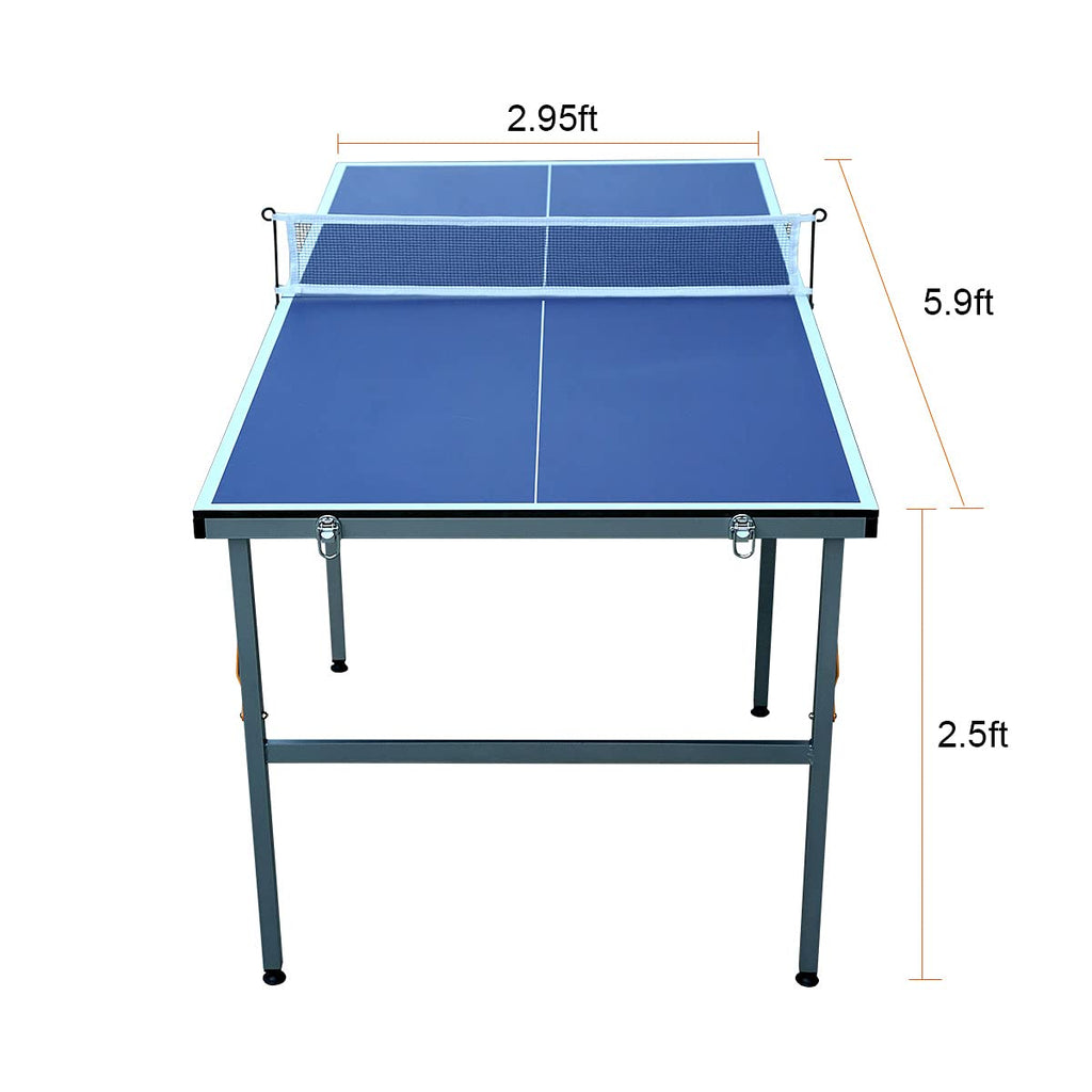 6 Ft Table Tennis Table Ping-Pong Tables Set - 100% Preassembled Foldable & Portable Tables With All-Weather Aluminum Composite
