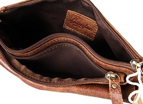 Loyofun Unisex Brown Genuine Leather Waist Bag Messenger Fanny Pack Bum Bag