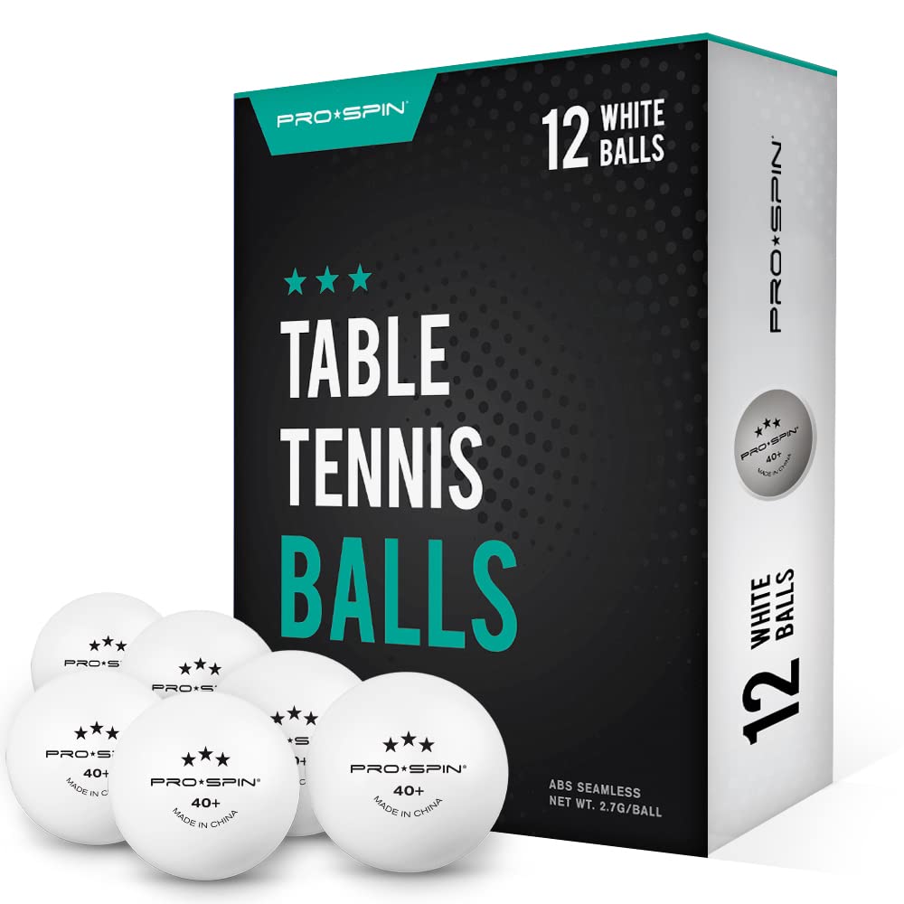 Pro Spin Ping Pong Balls - White 3-Star 40+ Table Tennis Balls (Pack Of 12) | High-Performance Abs Training Balls | Ultimate Dur
