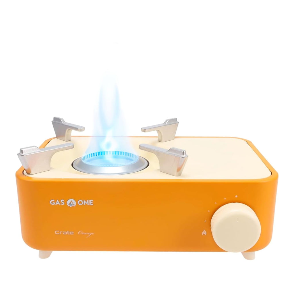 Gas One Butane Fuel Camp Stove - Crate Series - Mini Stove For Camping, Hiking - Portable Gas Stove With Spiral Flame - Even Hea