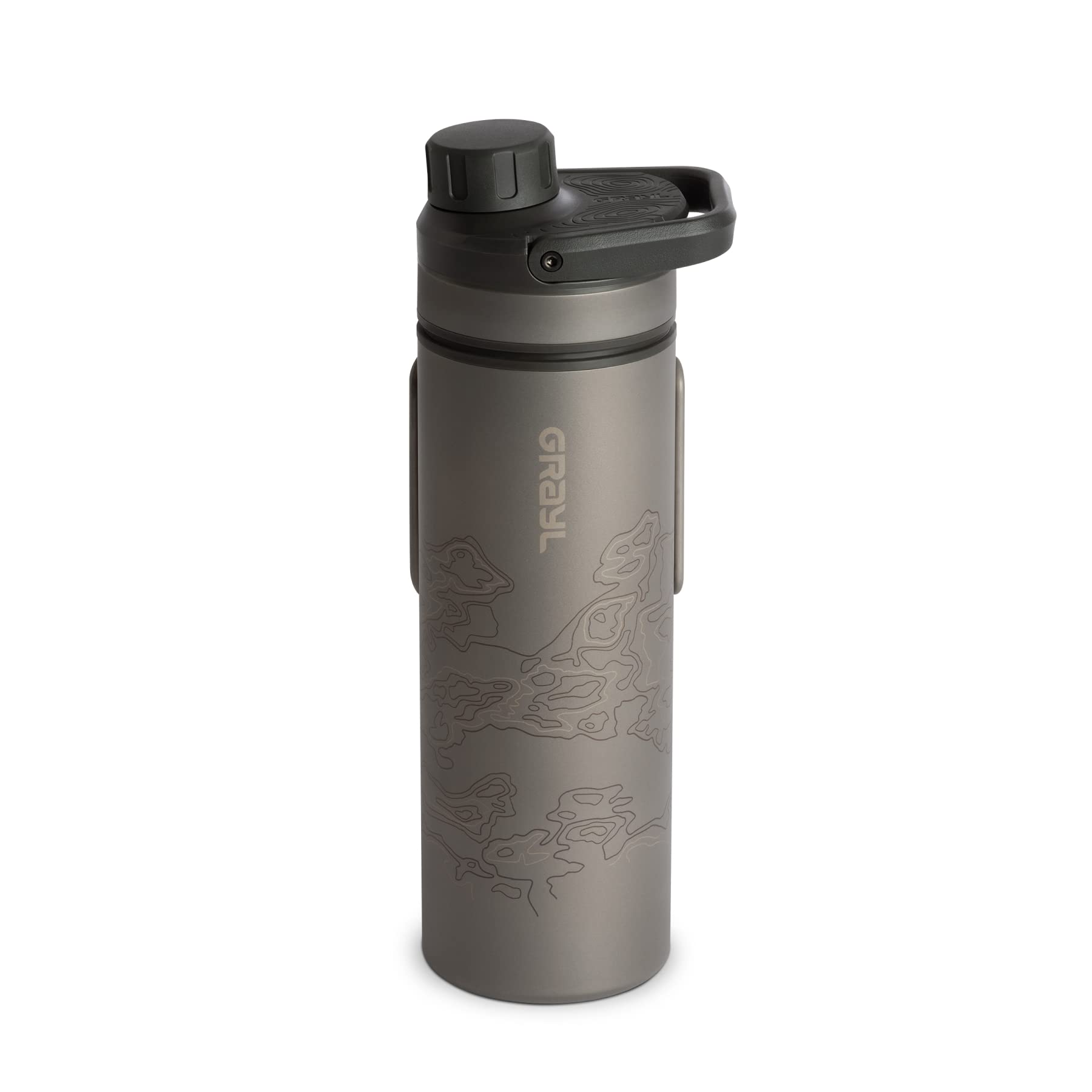 GRAYL UltraPress Titanium 16.9 oz Water Purifier & Filter Bottle for Hiking, Backpacking, Survival, Bushcraft, Travel (Covert Bl