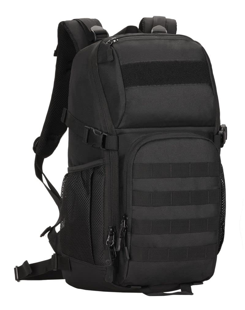 Huntvp Tactical Backpack Military Molle Backpack Hunting Rucksack Gear Assault Pack 25L Wr(Black)