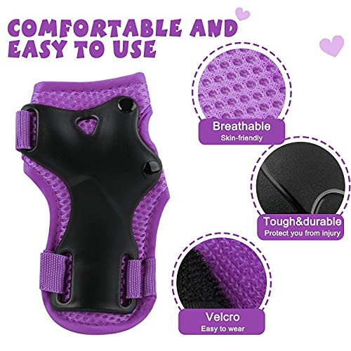 Kids Protective Gear Set Wemfg Knee Pads For Kids 7-13 Years Knee And Elbow Pads With Wrist Guards 3 In 1 For Skating Cycling Bi