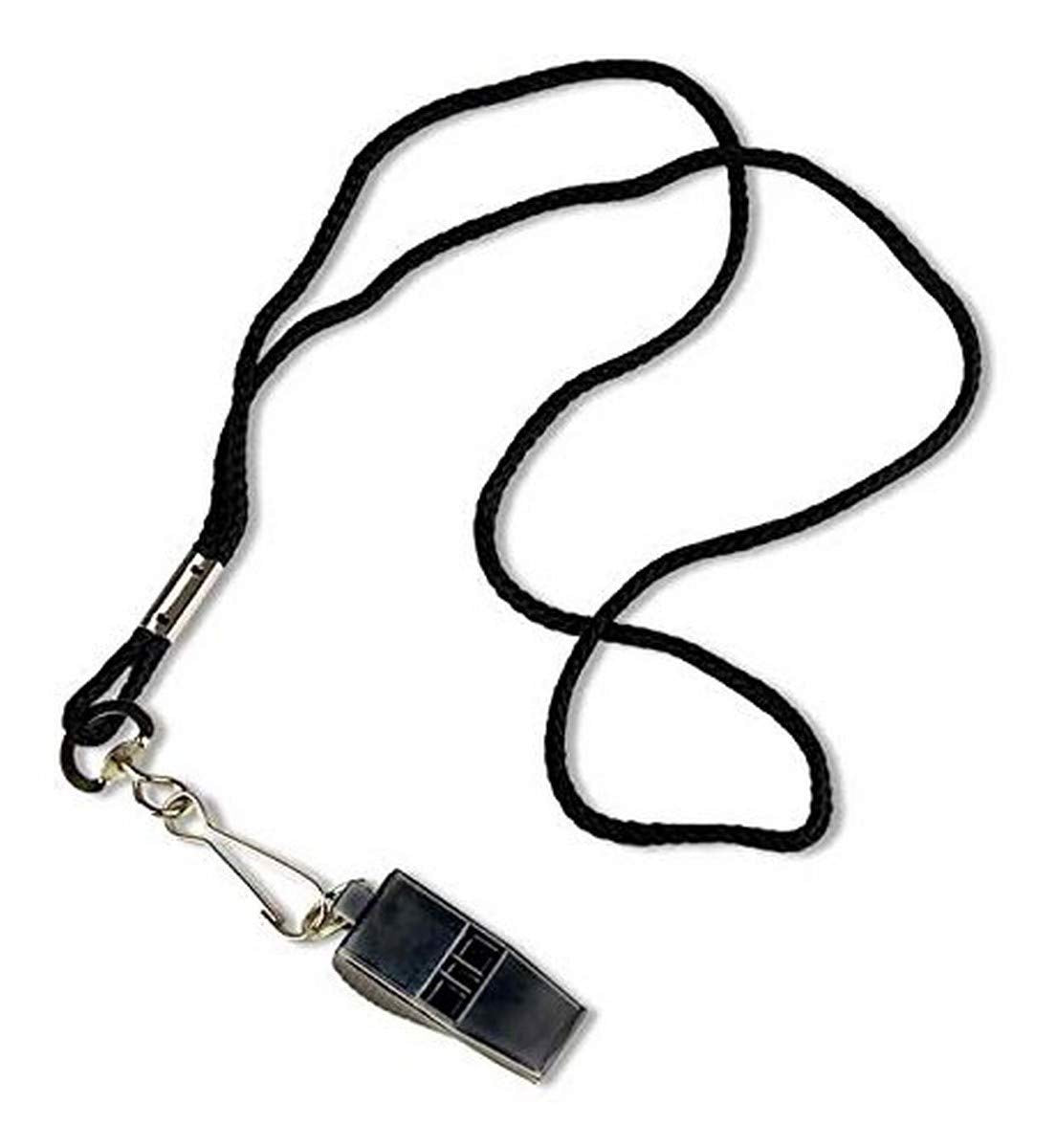 Tandem Sport Pea-Less Whistle and Lanyard - Loud & Clear Black Sport Whistle - Referee & Coaching Whistle
