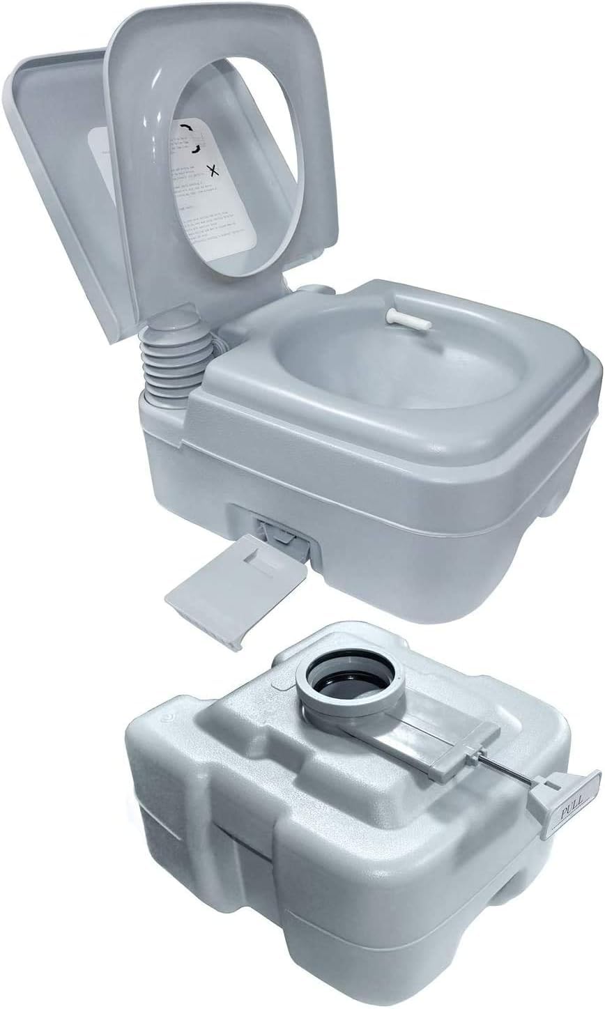 Hongk- 5 Gallon 20L Portable Toilet Flush Travel Camping Commode Potty Outdoor/Indoor