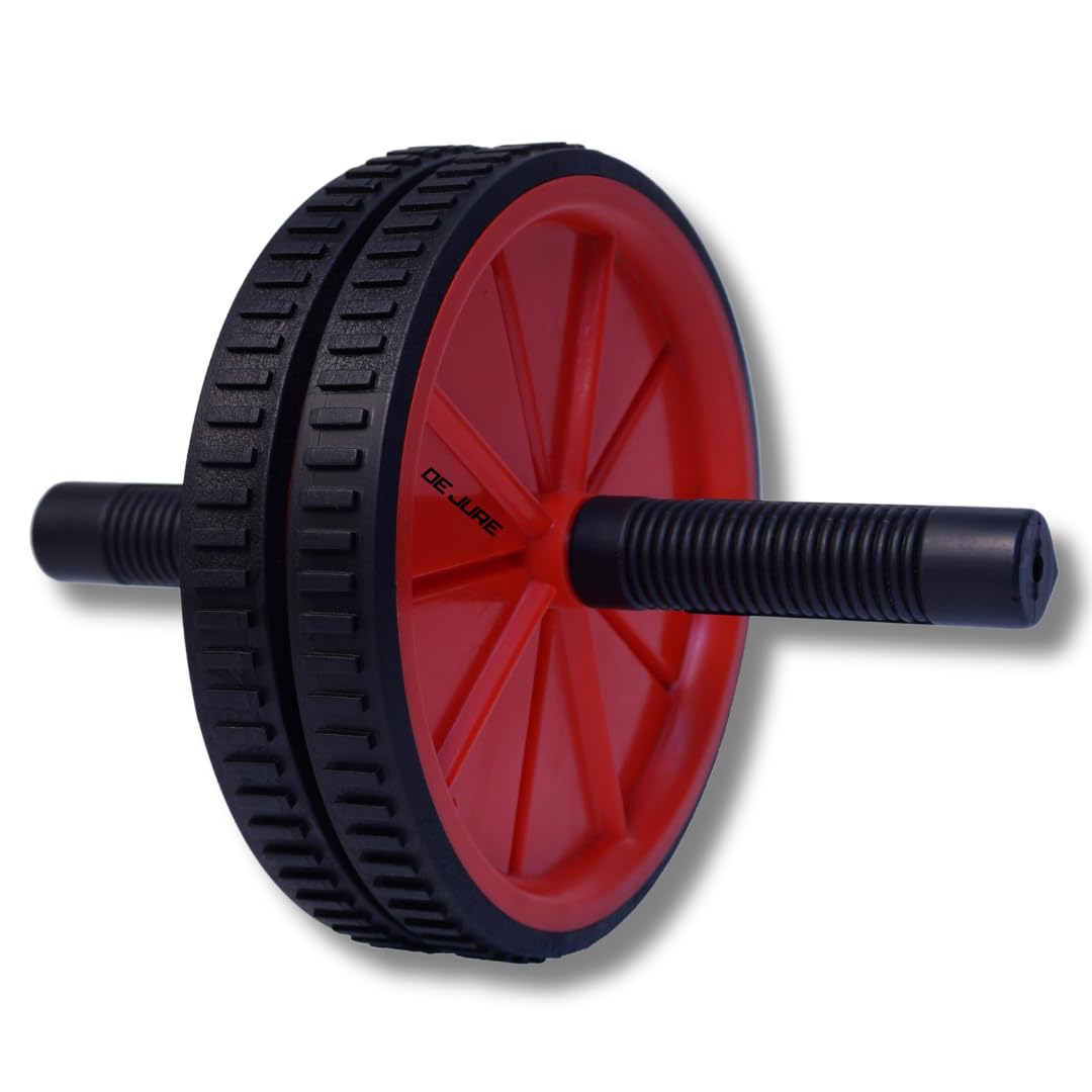 De Jure Fitness Dual Wide Ab Roller Wheel for Abs Workouts Home Gym Abdominal Exercise/Core Workouts for Men and Women (Red)