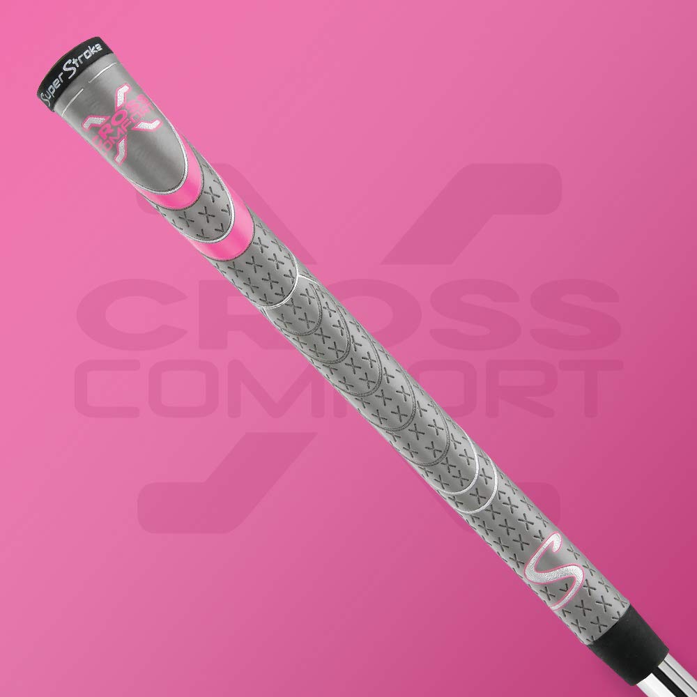 Superstroke Cross Comfort Golf Club Grip, Gray/Pink (Undersize)  Soft & Tacky Polyurethane That Boosts Traction  X-Style Surface