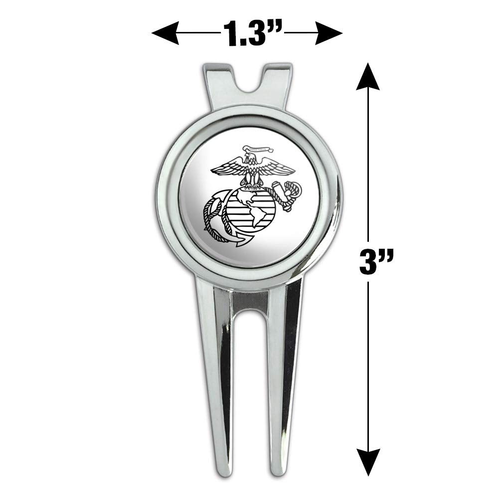 Graphics & More Marine Corps Usmc Black White Eagle Globe Anchor Logo Officially Licensed Golf Divot Repair Tool And Ball Marker