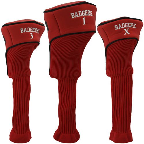 Team Golf Ncaa Wisconsin Badgers Contour Golf Club Headcovers (3 Count) Numbered 1, 3, & X, Fits Oversized Drivers, Utility, Res