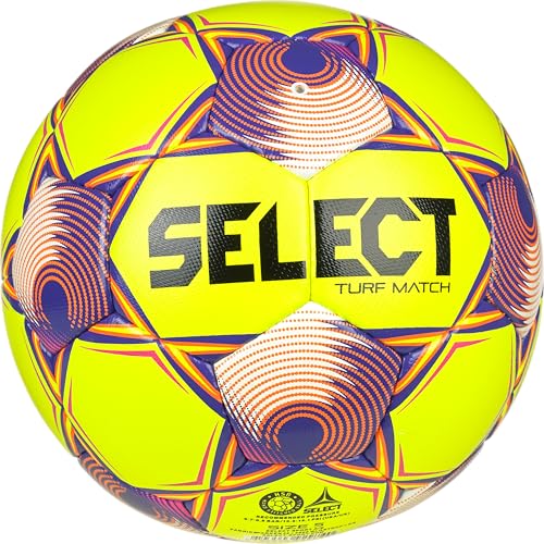 Select Numero 10 Turf Match Soccer Ball, 12-Ball Pack with Duffle Ball Bag and Hand Pump, Yellow/Orange/Purple NFHS V25, Size 5