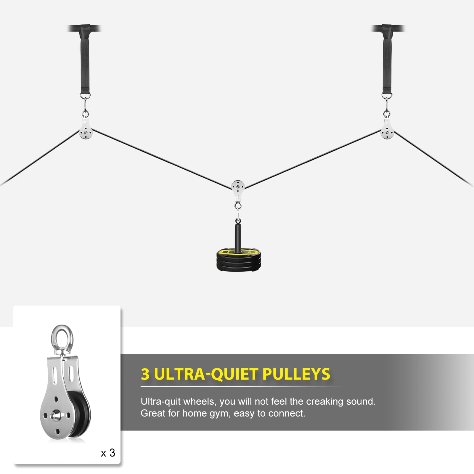 Weight Cable Pulley System Gym, Cable Weight Pulley System Attachments For Home Gym With Handle Pulley System Gym Lat Pull Down,