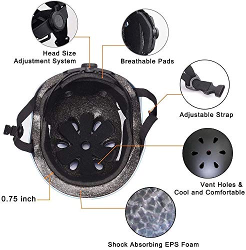 Kamugo Kids Adjustable Helmet, Suitable For Toddler Kids Ages 2-14 Boys Girls, Multi-Sport Safety Cycling Skating Scooter Helmet