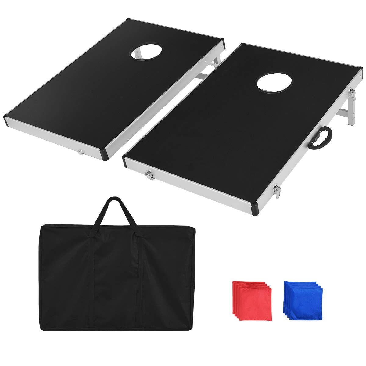 Tangkula Cornhole Set Outdoor, Foldable Aluminum Cornhole Boards With 8 Corn Hole Bean Bags For Teens And Adults, Carrying Case,