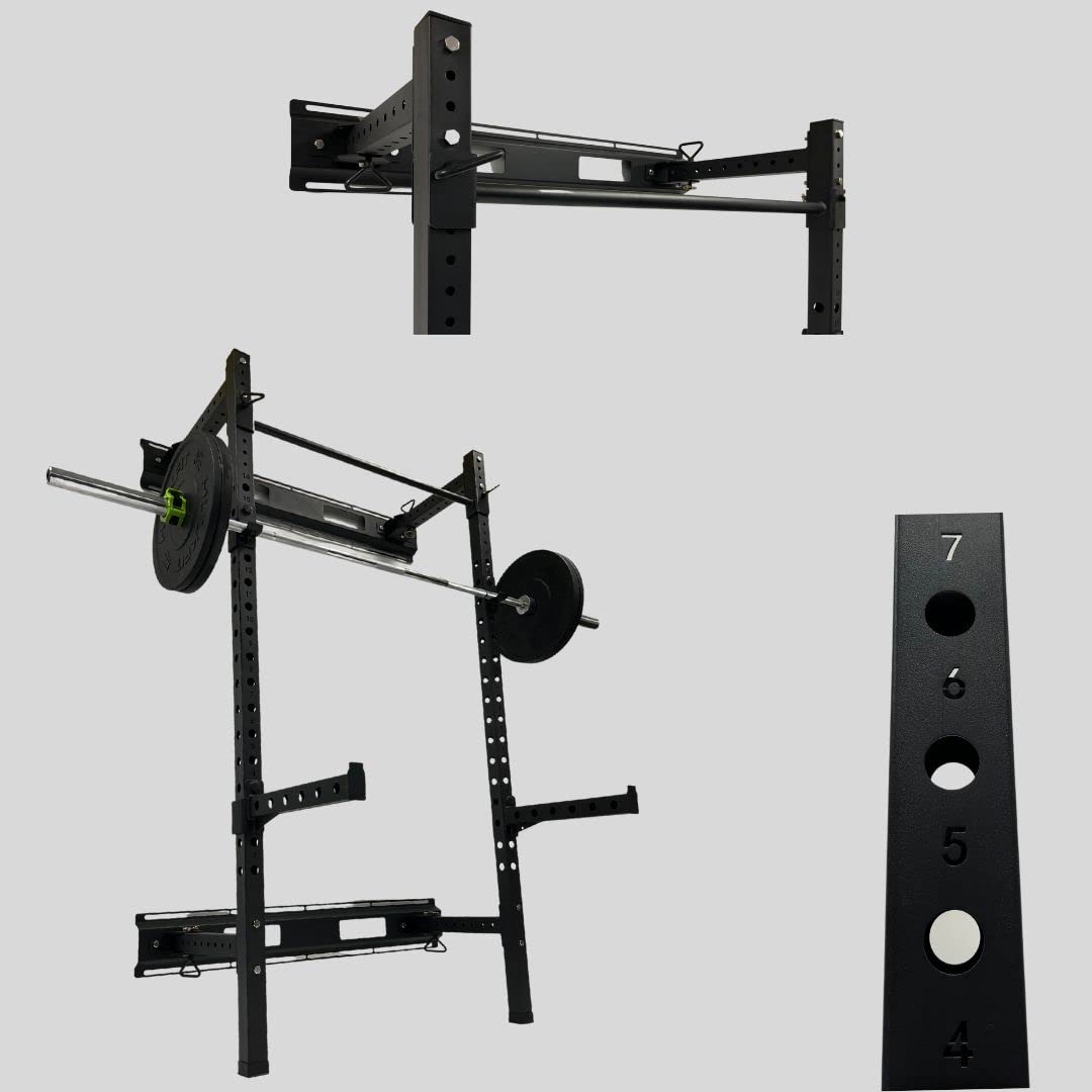 Hulkfit Pro Series 2.35       X 2.35       Steel Folding Wall Mounted Power Rack Cage With Attachment Accessories - J Hooks And
