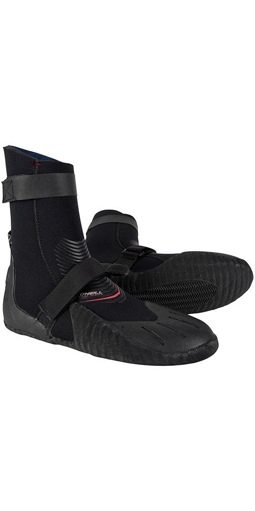 ONeill Heat 5mm Round Toe Neoprene Boot with Textured Rubber Sole for Cold Water Surfing, Paddleboarding, Snorkeling, Black, 7