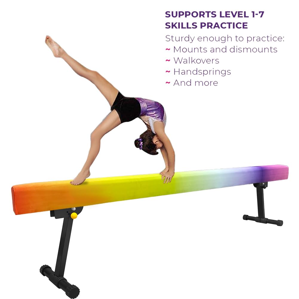86 York 8Ft Gymnastics Balance Beam, High And Low Floor Beam Gymnastics Equipment For Kids/Adults,Gymnastics Beam For Training,P