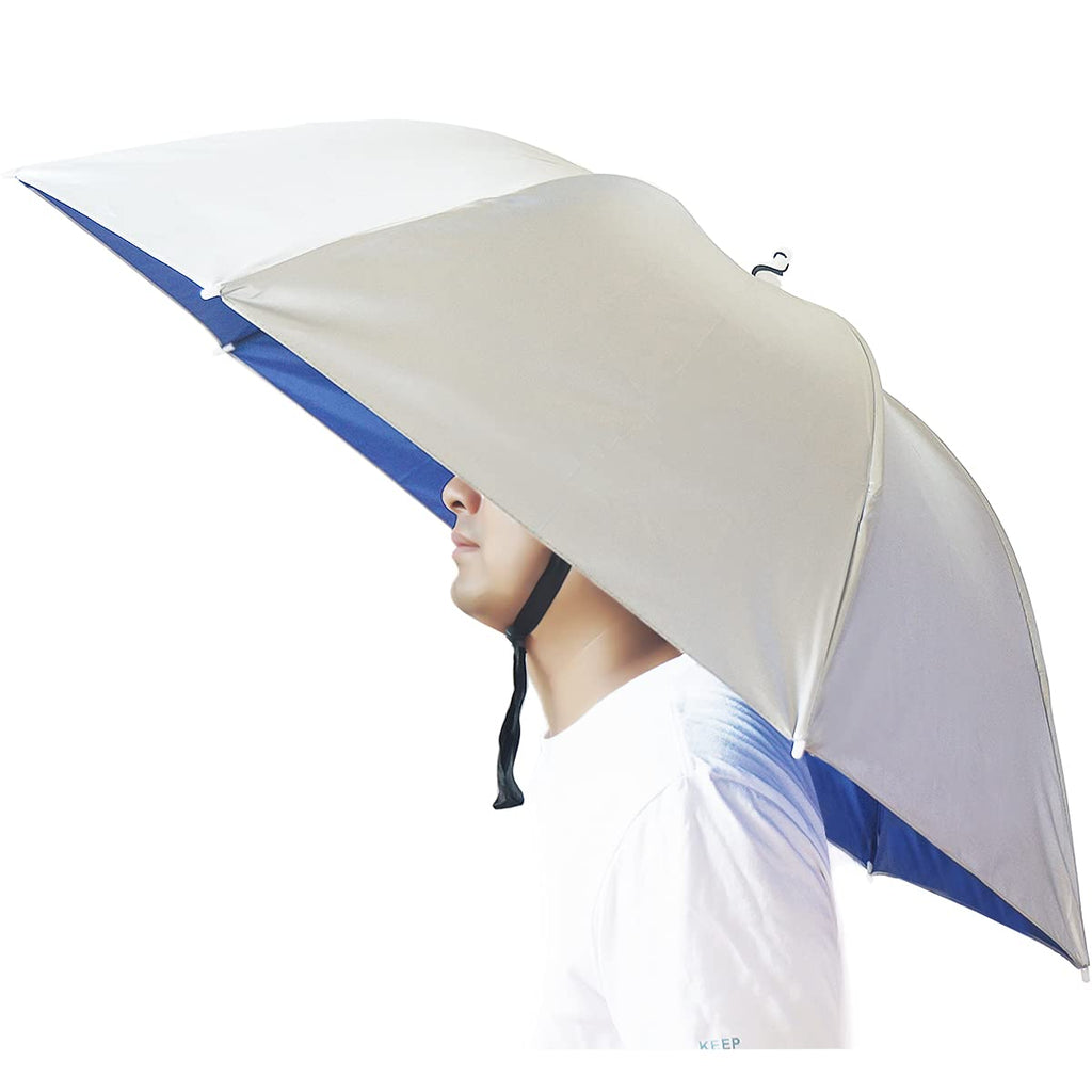 Bocampty Umbrella Hat, 37 Inch Fishing Umbrella Hat Hands Free Foldable Uv Protection Umbrella Cap Adjustable Headwear For Fishi
