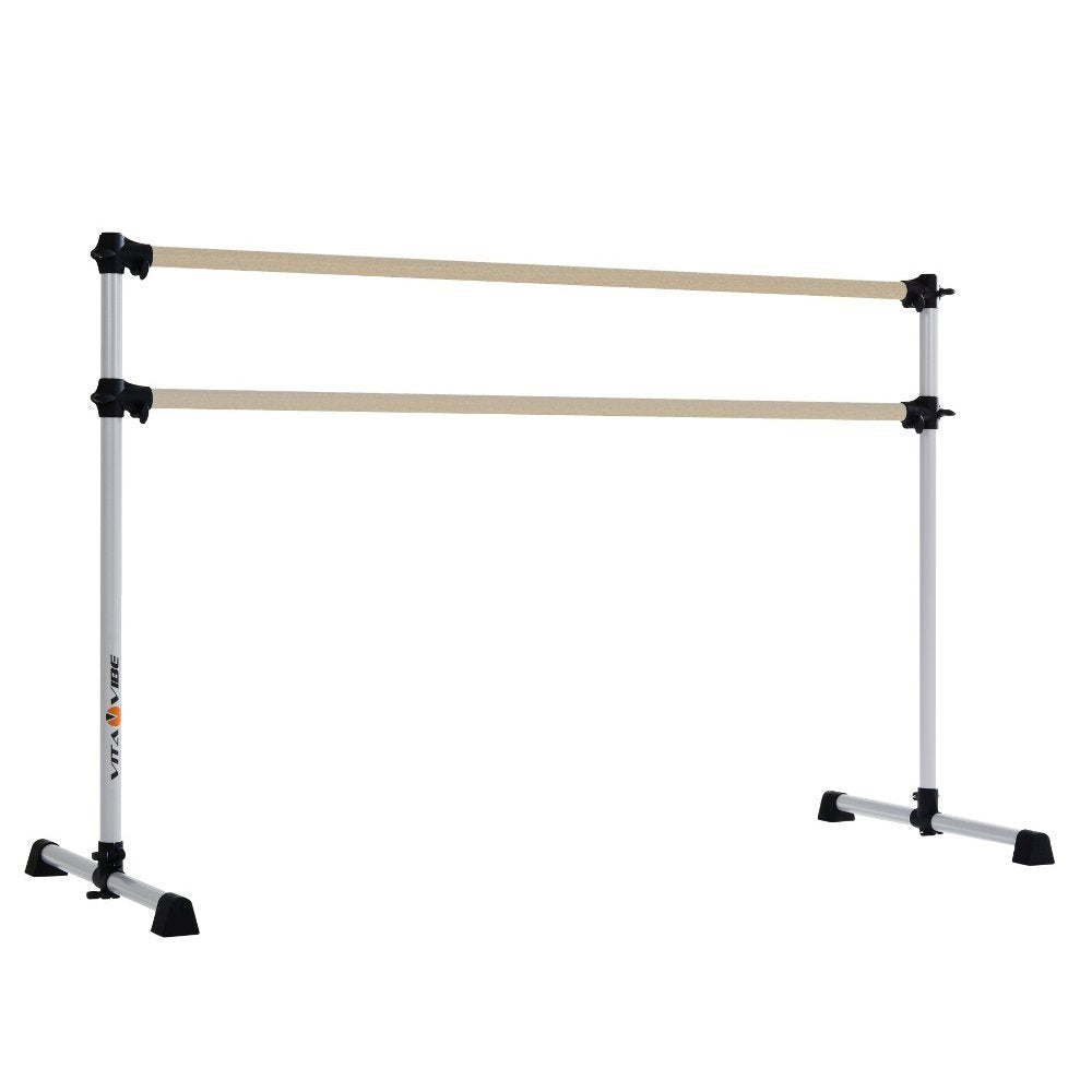 Vita Vibe - Usa Made - Prodigy Series: Traditional Wood Double Bar Freestanding Ballet Barre - (4 Ft - 8 Ft) Multiple Color Choi