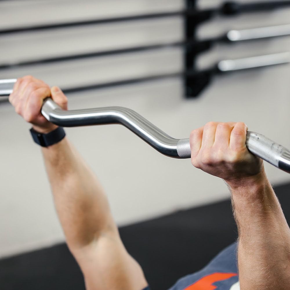 Titan Fitness 20 Lb Rubber Ez Curl Fixed Barbell, Pre-Loaded Weight Bar For Strength Training & Weightlifting