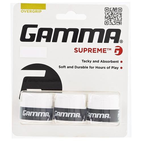 Gamma Sports Supreme Overgrip For Tennis, Pickleball, Squash, Badminton, And Racquetball Racquets, 3-Pack, Grey