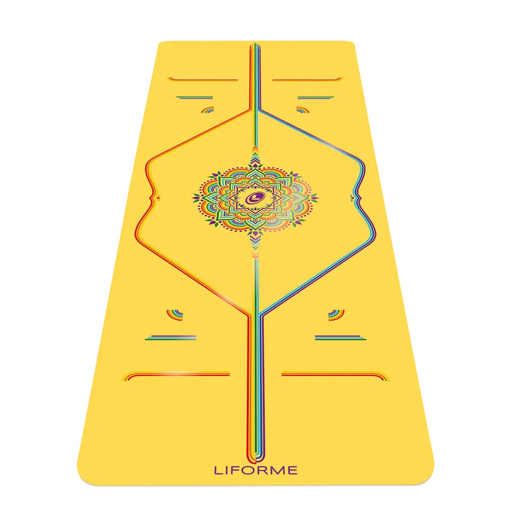 Liforme Printed Travel Yoga Mat - Free Yoga Bag, Patented Alignment System, Warrior-Like Grip, Non-Slip, Eco-Friendly And Biodeg
