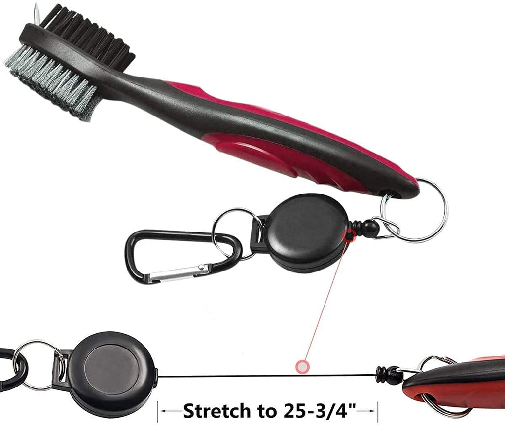 Sportsgenics Golf Brush (Pack Of 2) With A Golf Club Groove Sharpener - Double Sided Golf Club Cleaner - 6 Head Golf Groove Shar