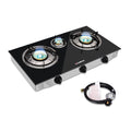 Camplux Propane Gas Stove With 21,600Btu, 3 Burners Propane Stove, Tempered Glass Camping Cooking Stove