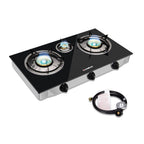 Camplux Propane Gas Stove With 21,600Btu, 3 Burners Propane Stove, Tempered Glass Camping Cooking Stove