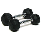 Spri Dumbbells Hand Weights Set Of 2 - Rubber Hex Chrome Handle Exercise & Fitness Dumbbell For Home Gym Equipment Workouts Stre