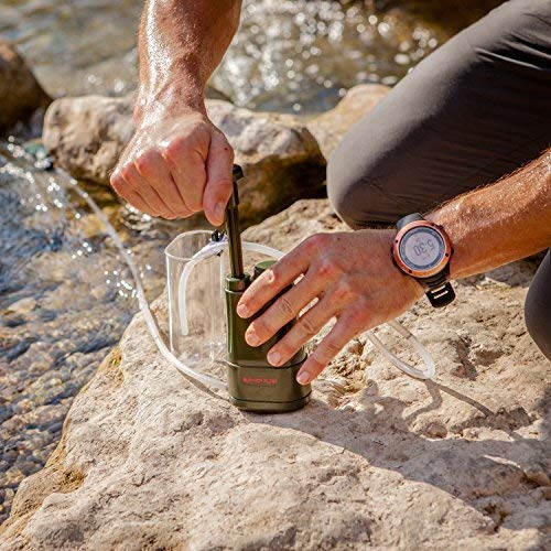 Survivor Filter Pro Water Purification System For Survival - Lightweight Hand-Pump Portable Water Filter For Backpacking Hiking