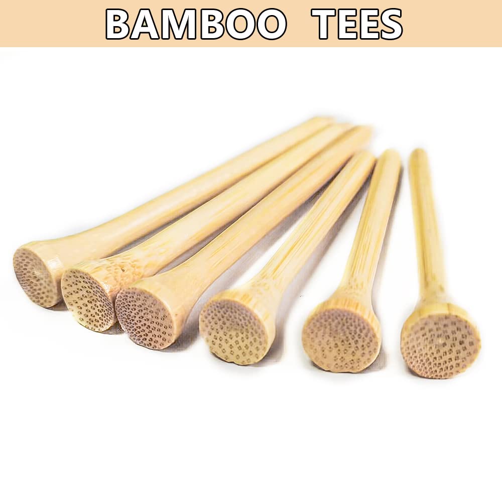 Mazel Natural Wood/Bamboo Golf Tees 2 3/4 Inch & 3 1/4 Inch,Pack 50,Reduce Friction & Side Spin,More Durable And Stable Golf Tee