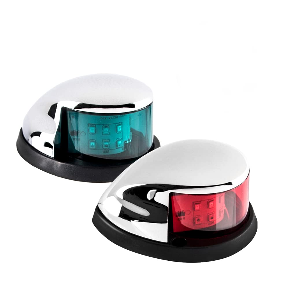 Sebnux Boat Navigation Light Red and Green LED Marine Navigation Boat Bow Light for Pontoon and Small Boat (Silver)
