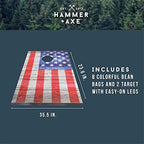 Hammer + Axe Bean Bag Cornhole Set Game American Flag Edition Includes- 8 Bean Bags, Two Regulation Quality 3X2 Boards
